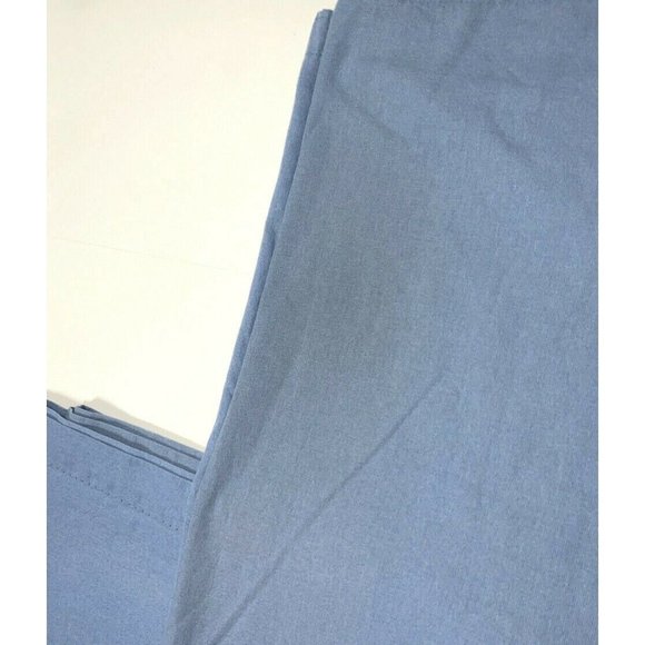 2 Custom Made Tab Top Curtains Panels Drapes Solid Blue Canvas Cotton Long Pair - Picture 4 of 6